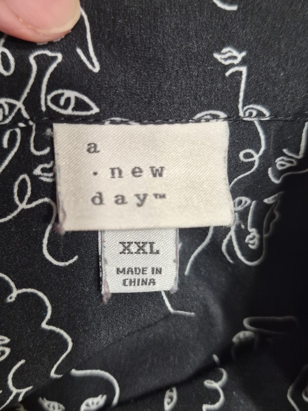 A New Day Shirt Dress Womens XXL Black Face Print Line Art Abstract Modern Chic - Picture 9 of 15